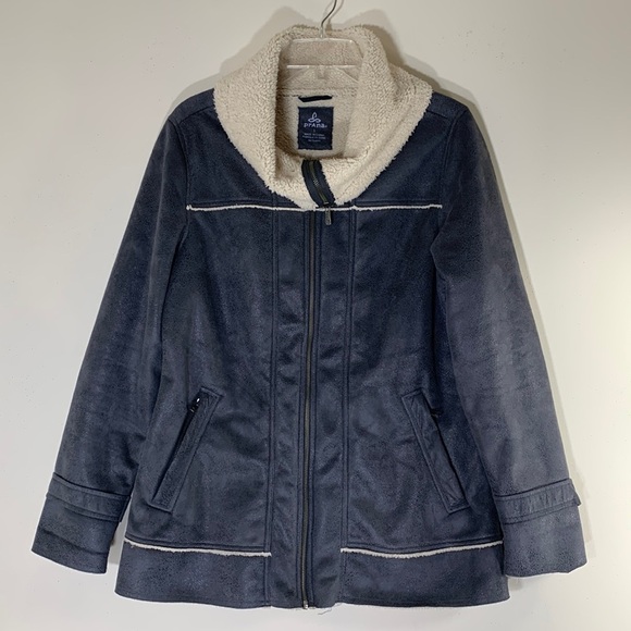 NWOT. Prana Large Esme Faux Suede Sherpa Lined Motor Jacket. - Picture 2 of 12